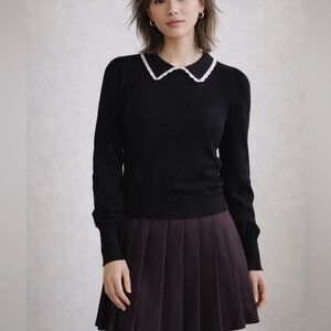 CeCe Black & White Sweater